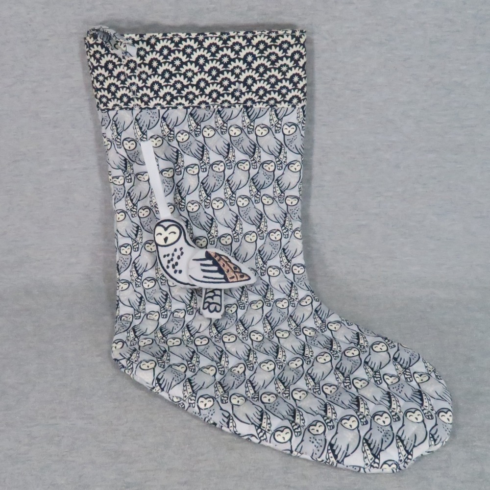 Vera Bradley Christmas Stocking & Ornament Set Gray Owls Holiday Quilted Retired